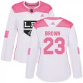 Wholesale Cheap Adidas Kings #23 Dustin Brown White/Pink Authentic Fashion Women's Stitched NHL Jersey