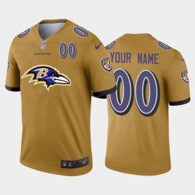 Wholesale Cheap Baltimore Ravens Custom Gold Men\'s Nike Big Team Logo Player Vapor Limited NFL Jersey
