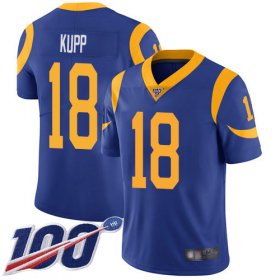 Wholesale Cheap Nike Rams #18 Cooper Kupp Royal Blue Alternate Men\'s Stitched NFL 100th Season Vapor Limited Jersey