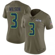 Wholesale Cheap Nike Seahawks #3 Russell Wilson Olive Women's Stitched NFL Limited 2017 Salute to Service Jersey