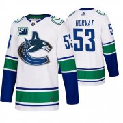 Wholesale Cheap Vancouver Canucks #53 Bo Horvat 50th Anniversary Men's White 2019-20 Away Authentic NHL Jersey