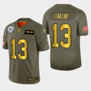 Wholesale Cheap Nike Men's Dallas Cowboys 13 Michael Gallup 2019 Olive Gold Salute To Service 100th Season Limited Jersey