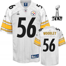 Wholesale Cheap Steelers #56 LaMarr Woodley White Super Bowl XLV Stitched NFL Jersey