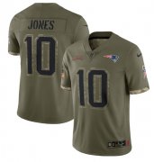 Wholesale Cheap Men's New England Patriots #10 Mac Jones 2022 Olive Salute To Service Limited Stitched Jersey