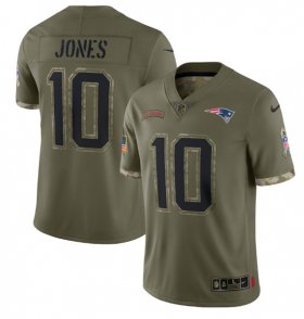 Wholesale Cheap Men\'s New England Patriots #10 Mac Jones 2022 Olive Salute To Service Limited Stitched Jersey