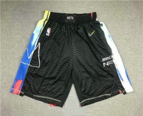 Wholesale Cheap Men\'s Brooklyn Nets NEW Black 2021 City Edition Swingman Stitched NBA Shorts