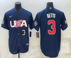 Cheap Mens USA Baseball #3 Mookie Betts Number 2023 Navy World Baseball Classic Stitched Jersey