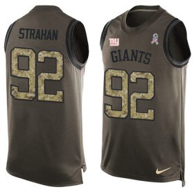 Wholesale Cheap Nike Giants #92 Michael Strahan Green Men\'s Stitched NFL Limited Salute To Service Tank Top Jersey