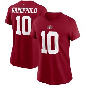 Wholesale Cheap San Francisco 49ers #10 Jimmy Garoppolo Nike Women\'s Team Player Name & Number T-Shirt Scarlet