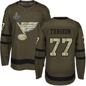 Wholesale Cheap Adidas Blues #77 Pierre Turgeon Green Salute to Service Stanley Cup Champions Stitched NHL Jersey