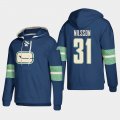 Wholesale Cheap Vancouver Canucks #31 Anders Nilsson Blue adidas Lace-Up Pullover Hoodie