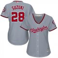 Wholesale Cheap Nationals #28 Kurt Suzuki Grey Road Women's Stitched MLB Jersey