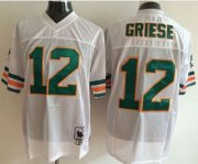 Wholesale Cheap Mitchell And Ness Dolphins #12 Bob Griese White Throwback Stitched NFL Jersey