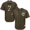 Wholesale Cheap Twins #7 Joe Mauer Green Salute to Service Stitched MLB Jersey