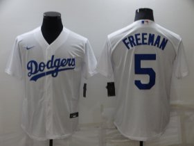 Wholesale Cheap Men\'s Los Angeles Dodgers #5 Freddie Freeman White Cool Base Stitched Baseball Jersey
