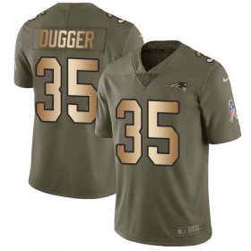 Wholesale Cheap Nike Patriots #35 Kyle Dugger Olive/Gold Youth Stitched NFL Limited 2017 Salute To Service Jersey
