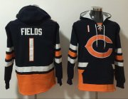 Cheap Men's Chicago Bears #1 Justin Fields Black Ageless Must-Have Lace-Up Pullover Hoodie