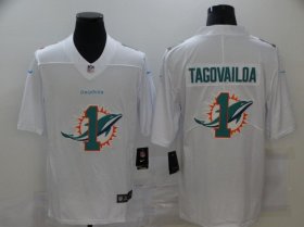 Wholesale Cheap Men\'s Miami Dolphins #1 Tua Tagovailoa White 2020 Shadow Logo Vapor Untouchable Stitched NFL Nike Limited Jersey