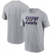 Cheap Men's Baltimore Ravens Gray 2023 Playoffs Iconic T-Shirt