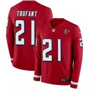 Wholesale Cheap Nike Falcons #21 Desmond Trufant Red Team Color Men's Stitched NFL Limited Therma Long Sleeve Jersey