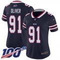 Wholesale Cheap Nike Bills #91 Ed Oliver Navy Women's Stitched NFL Limited Inverted Legend 100th Season Jersey