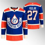Cheap Men's Edmonton Oilers #27 Brett Kulak 2023 Royal Heritage Classic Primegreen Stitched Jersey