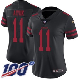Wholesale Cheap Nike 49ers #11 Brandon Aiyuk Black Alternate Women\'s Stitched NFL 100th Season Vapor Untouchable Limited Jersey