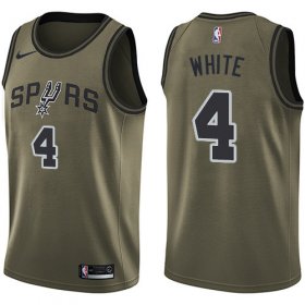 Wholesale Cheap Men\'s Nike San Antonio Spurs #4 Derrick White Green Basketball Swingman Salute to Service Jersey