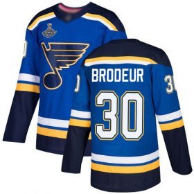 Wholesale Cheap Adidas Blues #30 Martin Brodeur Blue Home Authentic Stanley Cup Champions Stitched NHL Jersey