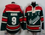 Wholesale Cheap Wild #9 Mikko Koivu Green/Red Sawyer Hooded Sweatshirt Stitched NHL Jersey
