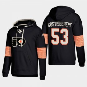Wholesale Cheap Philadelphia Flyers #53 Shayne Gostisbehere Black adidas Lace-Up Pullover Hoodie