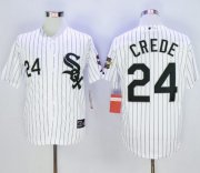 Wholesale Cheap White Sox #24 Joe Crede White Throwback Stitched MLB Jersey
