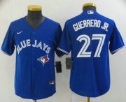 Wholesale Cheap Youth Toronto Blue Jays #27 Vladimir Guerrero Jr Blue Stitched MLB Cool Base Nike Jersey