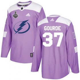 Wholesale Cheap Adidas Lightning #37 Yanni Gourde Purple Authentic Fights Cancer 2020 Stanley Cup Final Stitched NHL Jersey