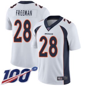 Wholesale Cheap Nike Broncos #28 Royce Freeman White Men\'s Stitched NFL 100th Season Vapor Limited Jersey