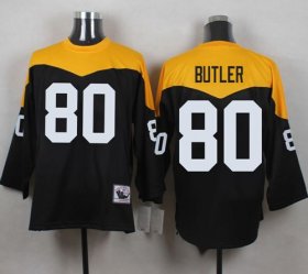 Wholesale Cheap Mitchell And Ness 1967 Steelers #80 Jack Butler Black/Yelllow Throwback Men\'s Stitched NFL Jersey