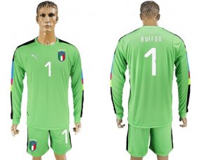 Wholesale Cheap Italy #1 Buffon Green Long Sleeves Goalkeeper Soccer Country Jersey