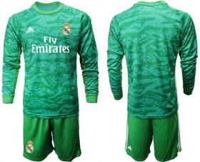 Wholesale Cheap Real Madrid Blank Green Goalkeeper Long Sleeves Soccer Club Jersey