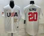 Cheap Mens USA Baseball #20 Pete Alonso Number 2023 White World Baseball Classic Stitched Jersey