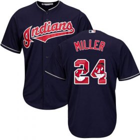 Wholesale Cheap Indians #24 Andrew Miller Navy Blue Team Logo Fashion Stitched MLB Jersey