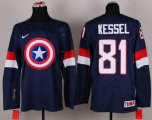 Wholesale Cheap Olympic Team USA #81 Phil Kessel Navy Blue Captain America Fashion Stitched NHL Jersey