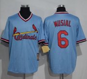 Wholesale Cheap Cardinals #6 Stan Musial Blue Cooperstown Throwback Stitched MLB Jersey