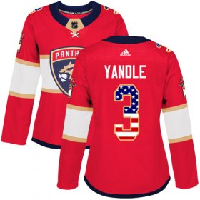 Wholesale Cheap Adidas Panthers #3 Keith Yandle Red Home Authentic USA Flag Women\'s Stitched NHL Jersey