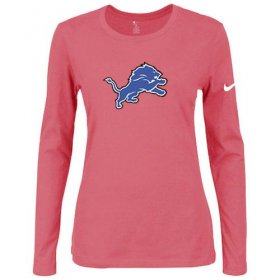 Wholesale Cheap Women\'s Nike Detroit Lions Of The City Long Sleeve Tri-Blend NFL T-Shirt Pink