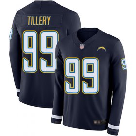 Wholesale Cheap Nike Chargers #99 Jerry Tillery Navy Blue Team Color Men\'s Stitched NFL Limited Therma Long Sleeve Jersey