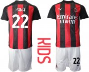 Wholesale Cheap Youth 2020-2021 club AC milan home 22 red Soccer Jerseys