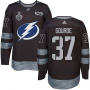 Wholesale Cheap Adidas Lightning #37 Yanni Gourde Black 1917-2017 100th Anniversary 2020 Stanley Cup Final Stitched NHL Jersey