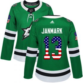 Wholesale Cheap Adidas Stars #13 Mattias Janmark Green Home Authentic USA Flag Women\'s Stitched NHL Jersey