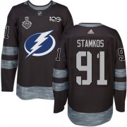 Wholesale Cheap Adidas Lightning #91 Steven Stamkos Black 1917-2017 100th Anniversary 2020 Stanley Cup Final Stitched NHL Jersey
