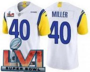 Wholesale Cheap Men's Los Angeles Rams #40 Von Miller Limited White Alternate 2022 Super Bowl LVI Bound Vapor Jersey